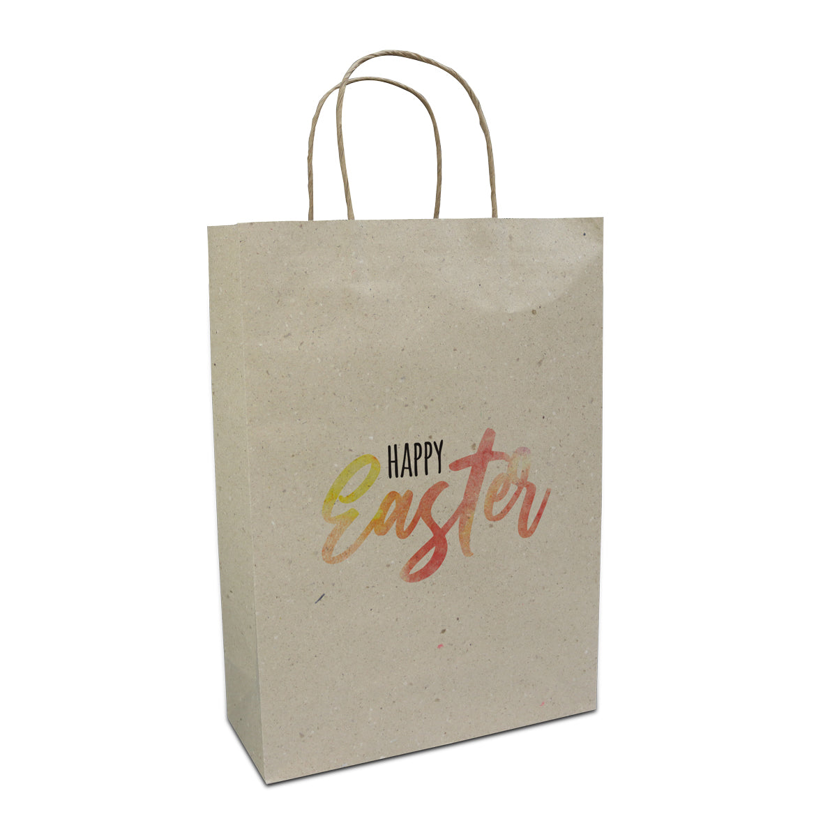 Papieren ZEROTREE® grastassen , gedraaid handvat. Pasen - Happy Easter