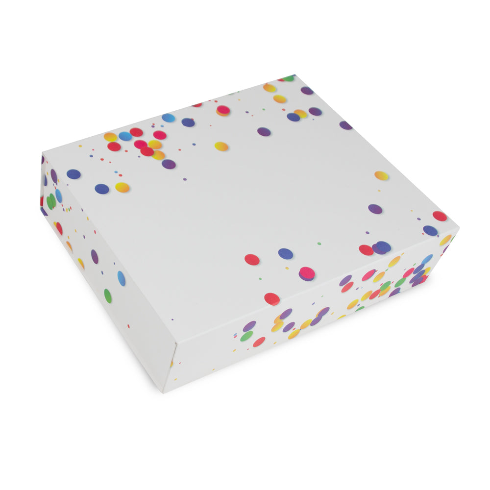 Magneetdozen kraft wit , met Confetti