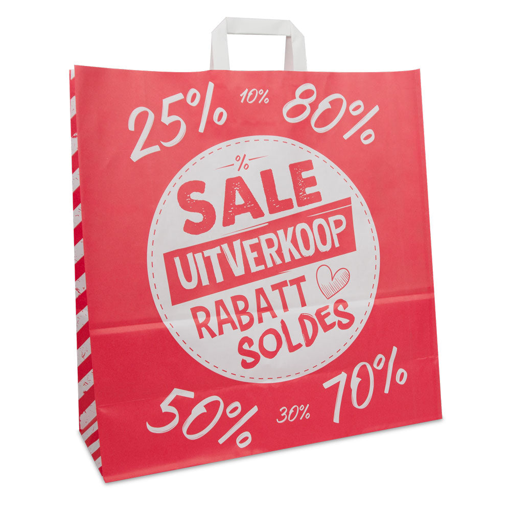 Papieren FSC® kraft tassen met platte lussen - Sale