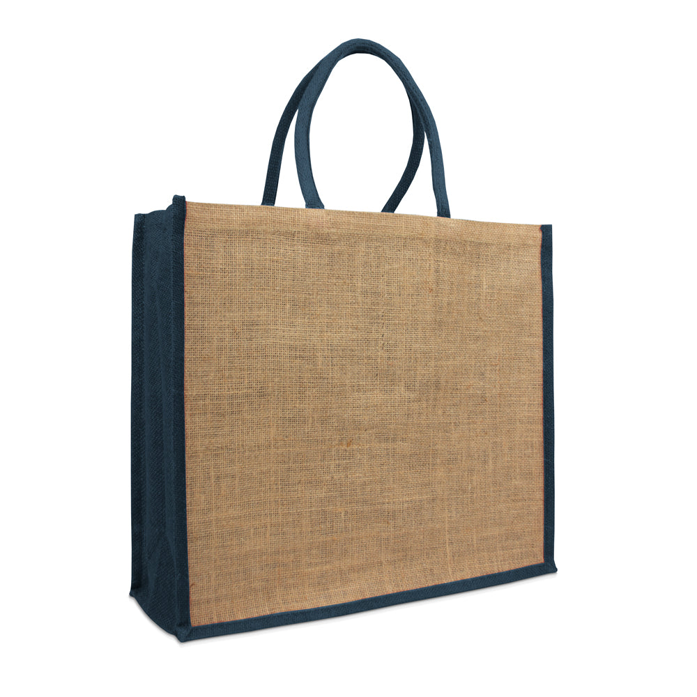 Jute tassen met gekleurde koorden en zijvouwen