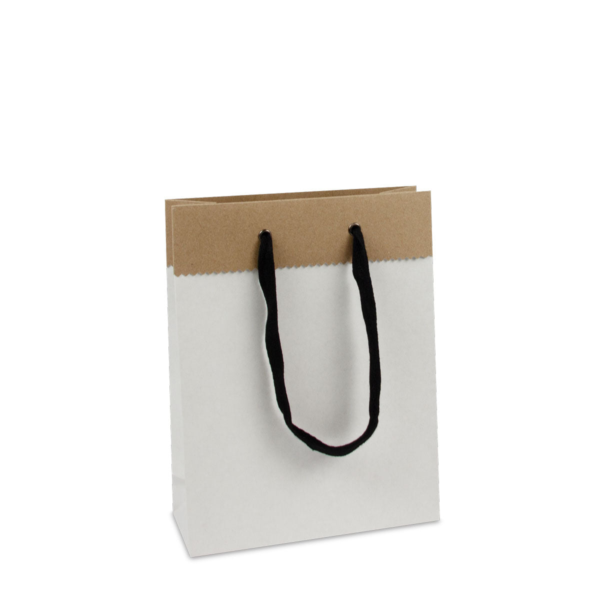 Luxe papieren tassen van gerecycled wit/bruin duplex papier