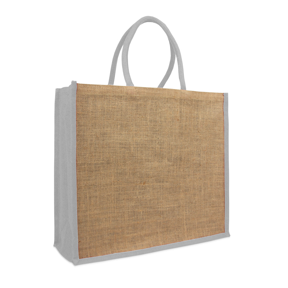 Jute tassen met gekleurde koorden en zijvouwen