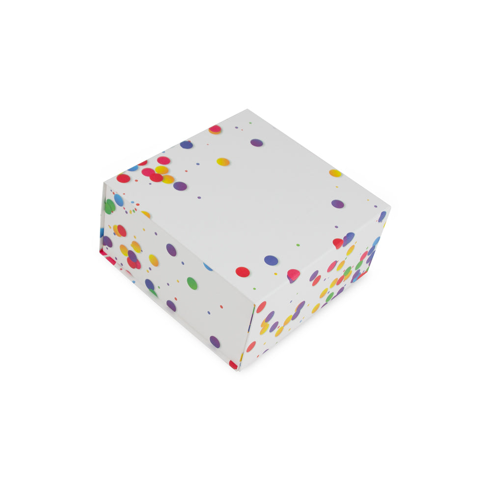 Magneetdozen kraft wit , met Confetti
