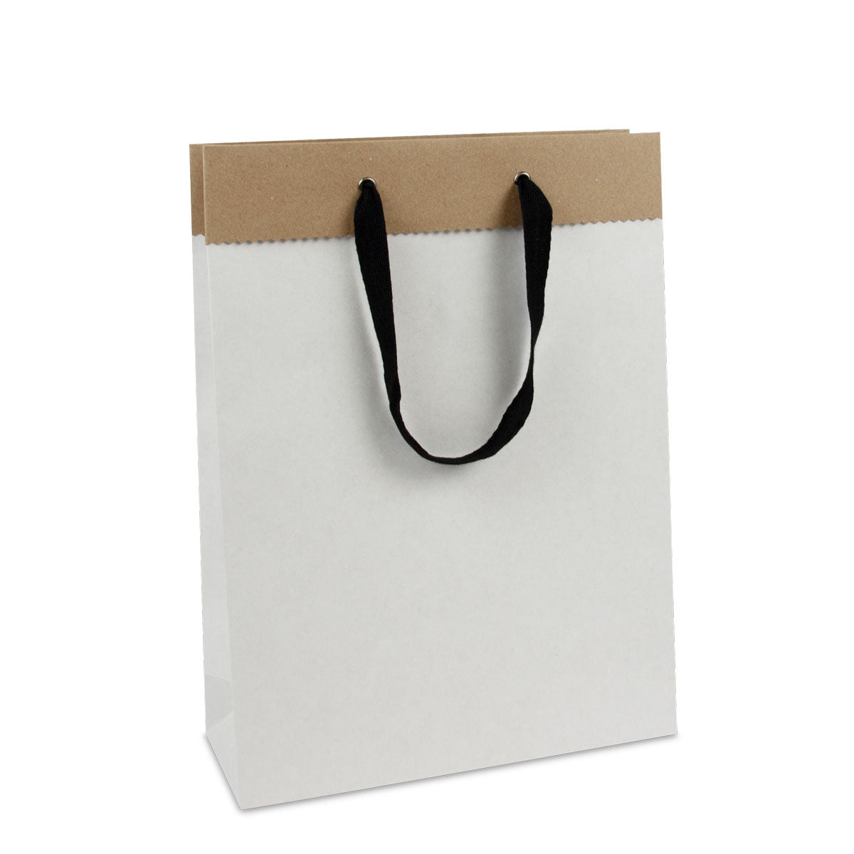 Luxe papieren tassen van gerecycled wit/bruin duplex papier