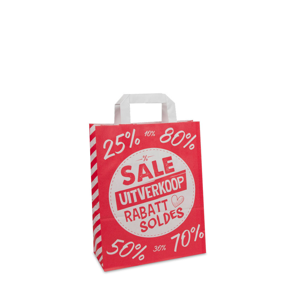 Papieren FSC® kraft tassen met platte lussen - Sale