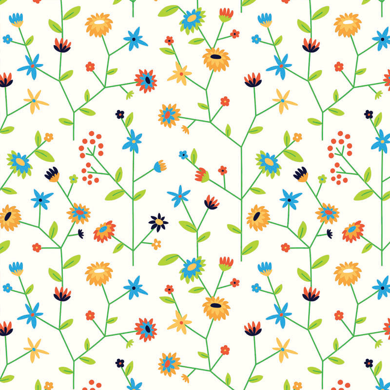 Gras inpakpapier - Bloemen dessin