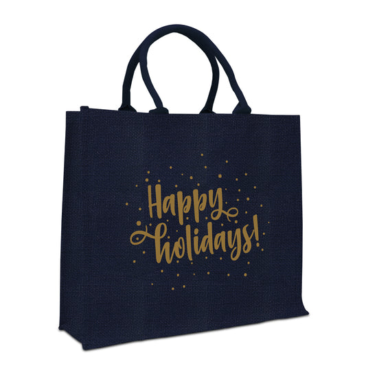 Jute glitter kersttassen - Happy holidays!