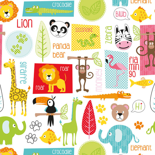 Coated inpakpapier - Happy dieren dessin