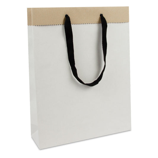 Luxe papieren tassen van gerecycled wit/bruin duplex papier