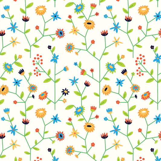 Gras inpakpapier - Bloemen dessin